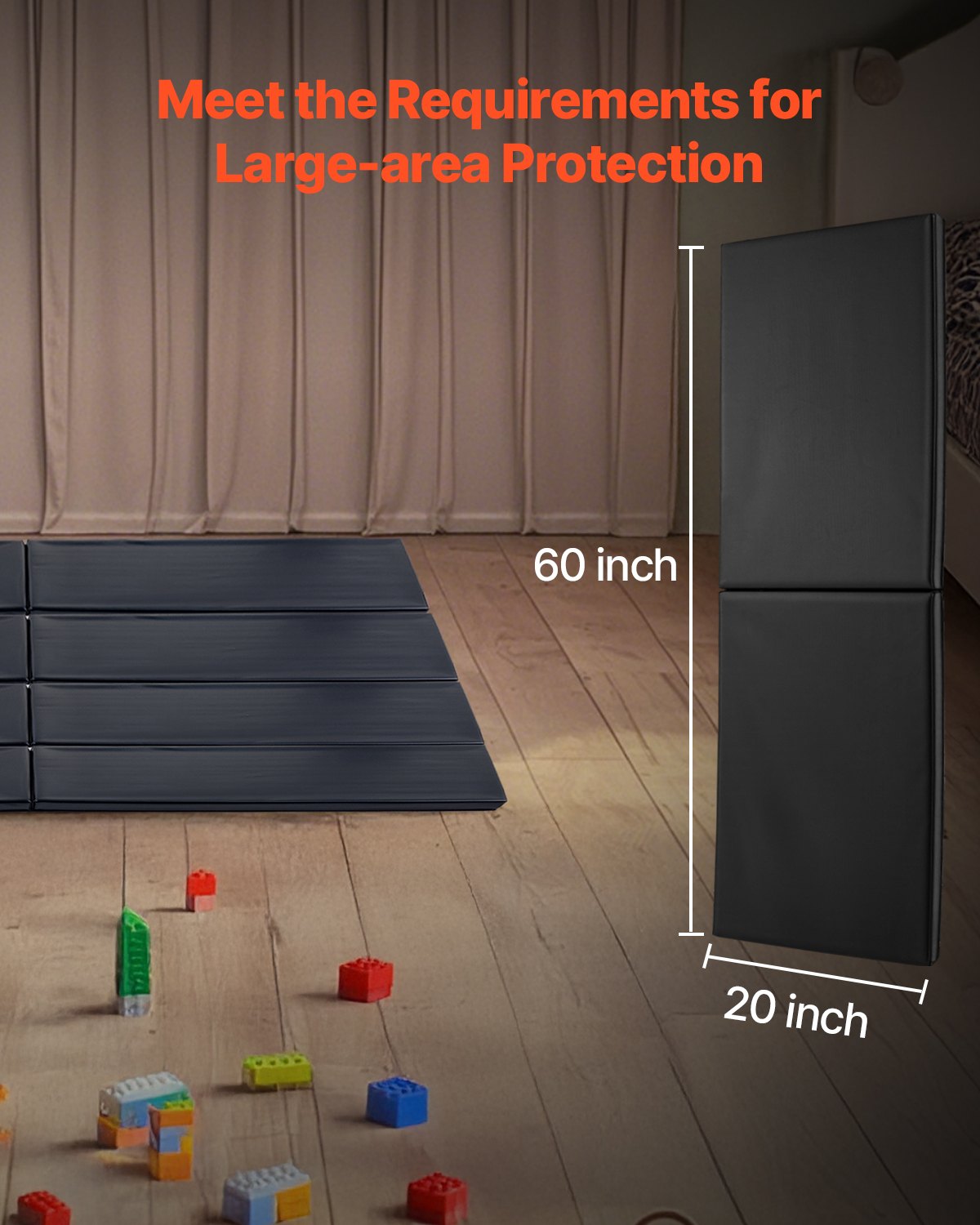 Gym Wall Padding, 60 x 20 x 2 inch Tear-Resistant Wall Mat, Removable 2" Thick Foam High Density Basketball Court Wall-Mounted Padding, Durable Waterproof Protective Pad for Gym Garage Basement