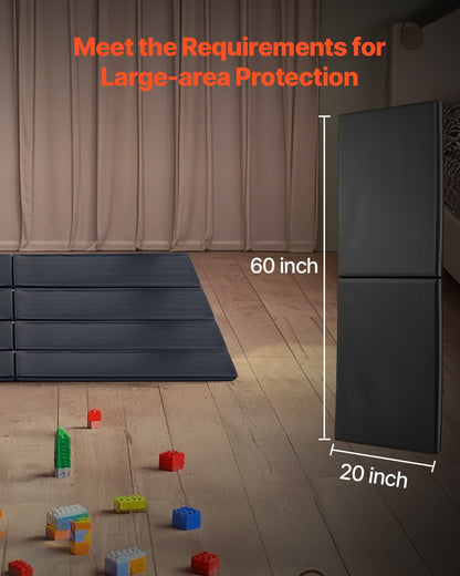 Gym Wall Padding, 60 x 20 x 2 inch Tear-Resistant Wall Mat, Removable 2" Thick Foam High Density Basketball Court Wall-Mounted Padding, Durable Waterproof Protective Pad for Gym Garage Basement