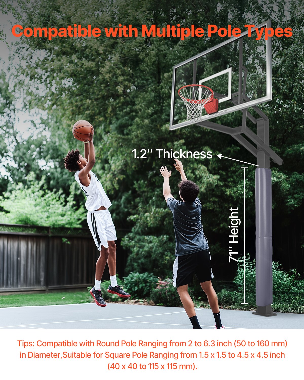 180 cm Basketball-Polsterpolster Strapazierfähige Polsterung 5-16 rund 11,5x11,5 quadratische Stange