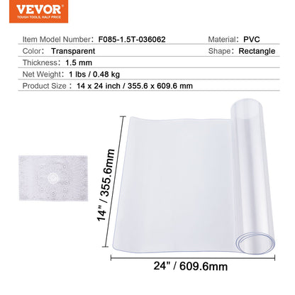 PVC-Tischdecke 14x24 Zoll durchsichtige Schreibtischdecke aus Kunststoff 1,5 mm dick