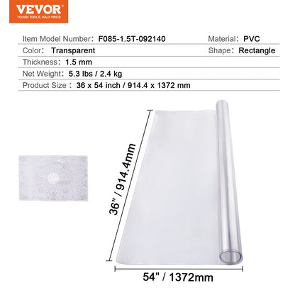 PVC-Tischdecke 36x54 Zoll durchsichtige Schreibtischdecke aus Kunststoff 1,5 mm dick