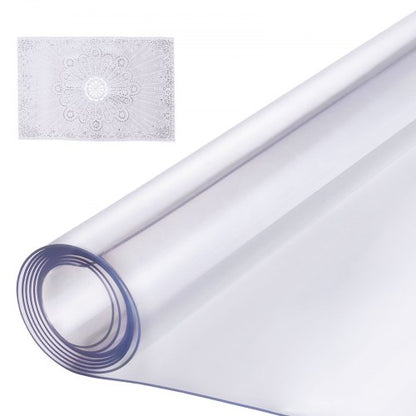 Plastic Table Cover, 42 x 96 Inch 1.5 mm Thick Clear Table Protector, Rectangle PVC Desk Mat, Waterproof & Easy Cleaning Desk Pad Tablecloth, for Office Dresser Dining Room Table Night Stand