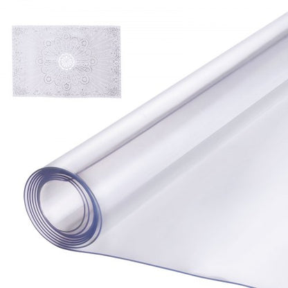 Plastic Table Cover, 54 x 54 Inch 1.5 mm Thick Clear Table Protector, Square PVC Desk Mat, Waterproof & Easy Cleaning Desk Pad Tablecloth, for Office Dresser Dining Room Table Night Stand