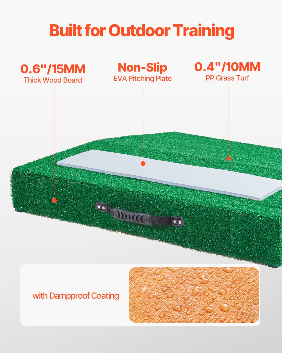 Pitching Mound, Portable Baseball Pitcher's Mound, 31 in Indoor Outdoor Pitching Practice and Training Equipment, Softball Pitching Aids with Antifade Turf, Pitching Rubber, Carry Handle