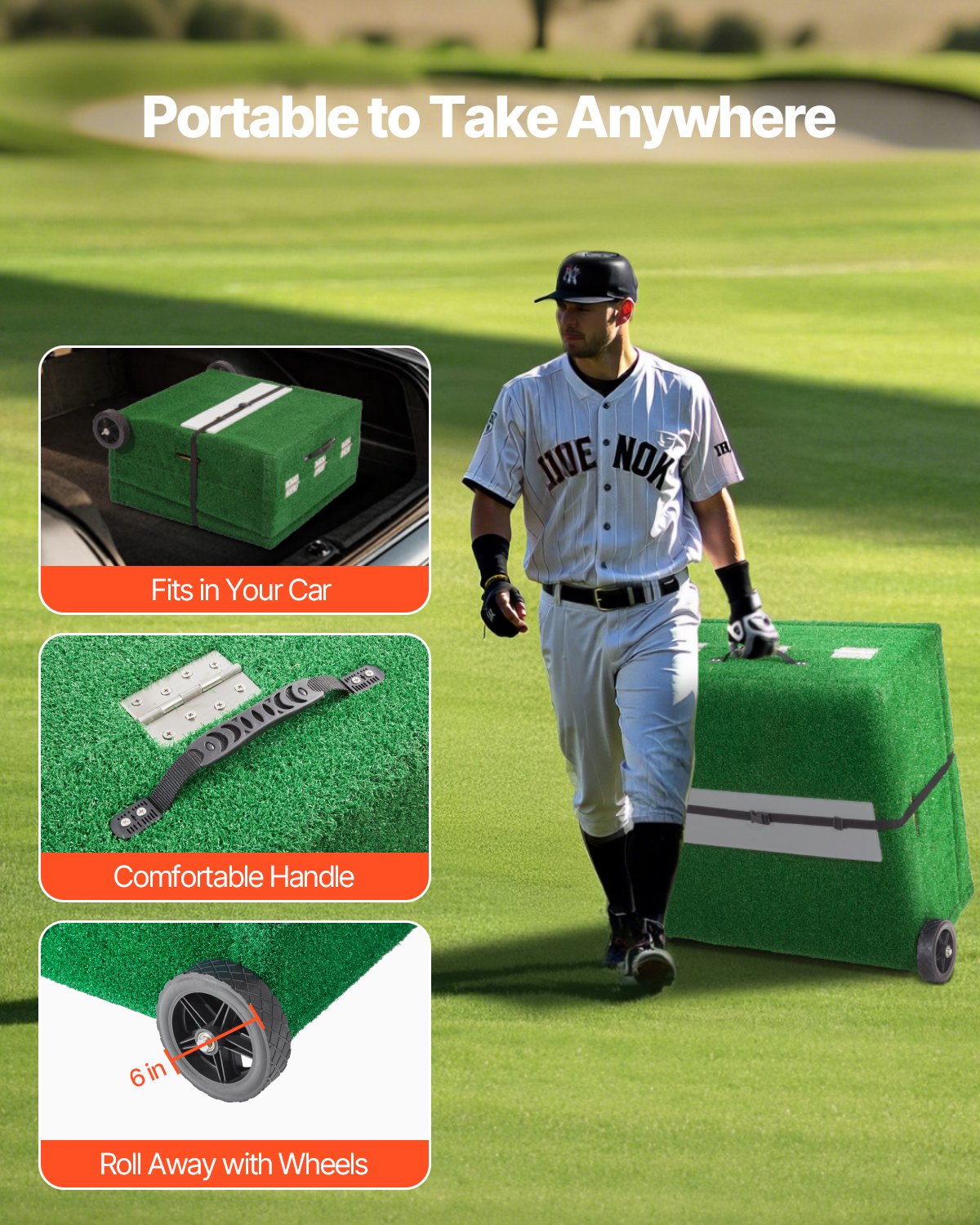 Pitching Mound, Portable Baseball Pitcher's Mound, 90 in IIndoor Outdoor Pitching Practice and Training Equipment, Softball Pitching Aids with Antifade Turf, Pitching Rubber, Carry Handles