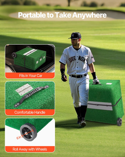 Pitching Mound, Portable Baseball Pitcher's Mound, 90 in IIndoor Outdoor Pitching Practice and Training Equipment, Softball Pitching Aids with Antifade Turf, Pitching Rubber, Carry Handles