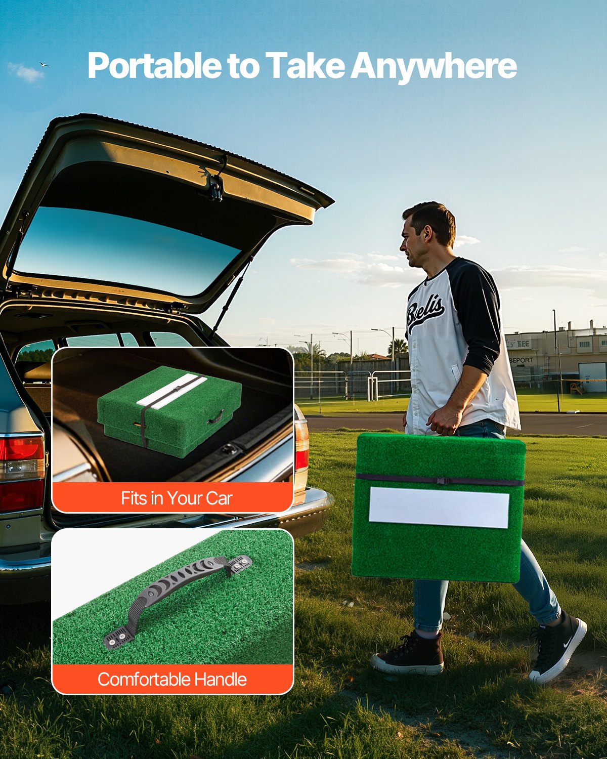 Pitching Mound, Portable Baseball Pitcher's Mound, 77 in IIndoor Outdoor Pitching Practice and Training Equipment, Softball Pitching Aids with Antifade Turf, Pitching Rubber, Carry Handles