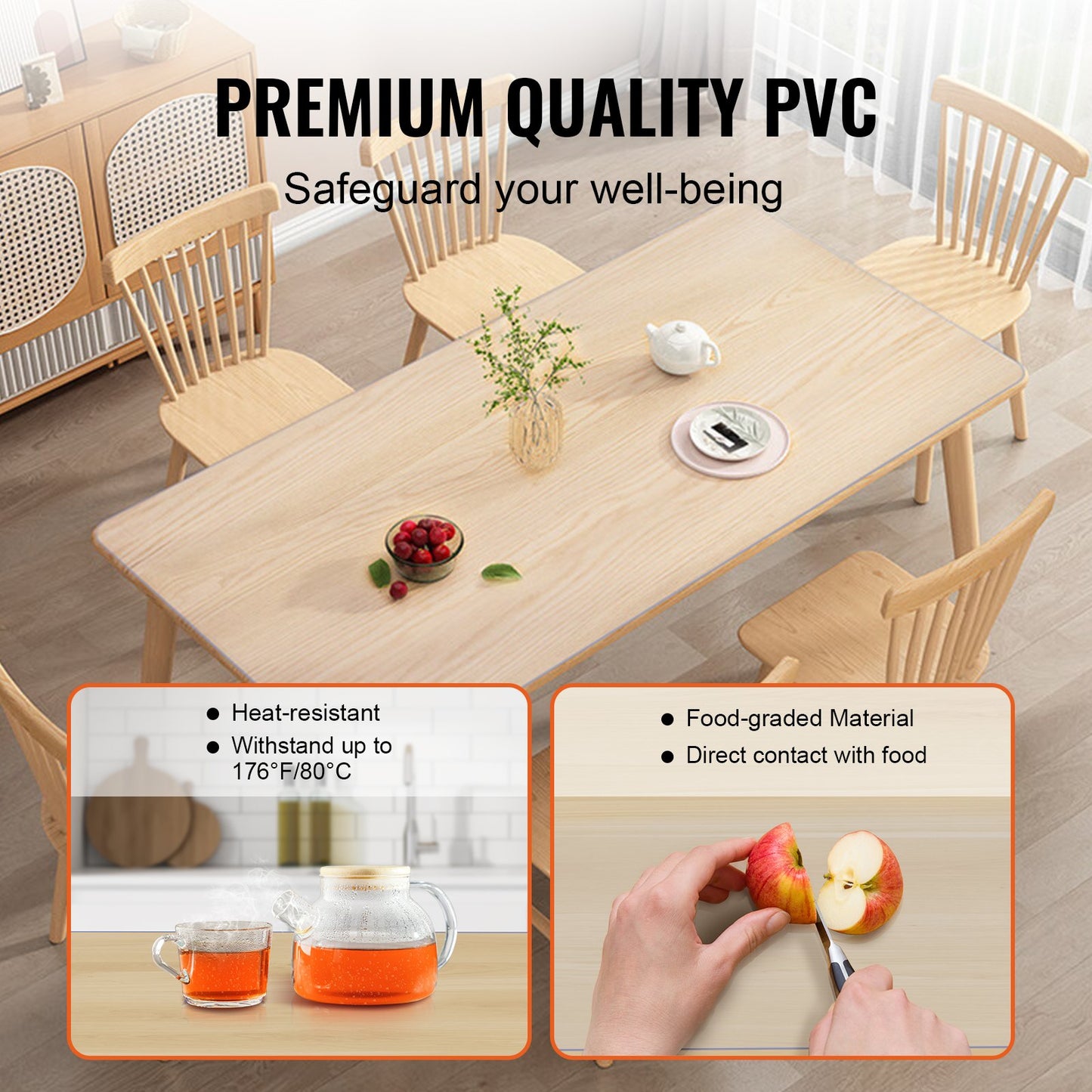 Clear Table Cover Protector, 18" x 36" Rectangle Table Cover, 1.5 mm Thick PVC Plastic Tablecloth, Waterproof Desktop Protector for Writing Desk, Coffee Table, Dining Room Table