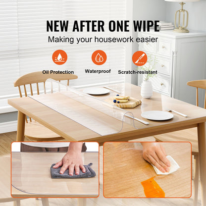 Clear Table Cover Protector, 12" x 12"/305 x 305 mm Table Cover, 1.5 mm Thick PVC Plastic Tablecloth, Waterproof Desktop Protector for Writing Desk, Coffee Table, Dining Room Table