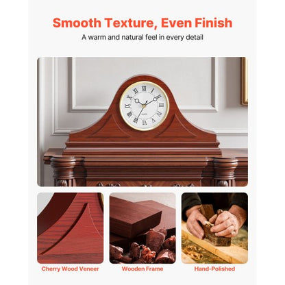 Grandfather Clock Silent Vintage Mantel Clock 15 cm with Quartz Movement