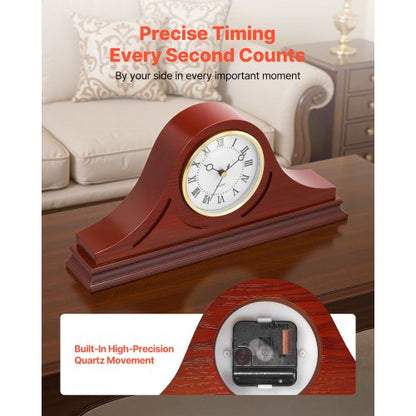 Grandfather Clock Silent Vintage Mantel Clock 15 cm with Quartz Movement