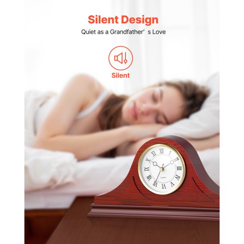 Grandfather Clock Silent Vintage Mantel Clock 15 cm with Quartz Movement