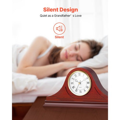 Grandfather Clock Silent Vintage Mantel Clock 15 cm with Quartz Movement