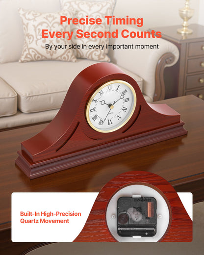 Grandfather Clock, 6.4 in Classic Vintage Grandfather Clock, MDF Mantel Clocks with Built-In Quartz Movement and Quiet Design, for Living Room, Bedroom, Home Decor & Gift (Cherry Tone Finish)
