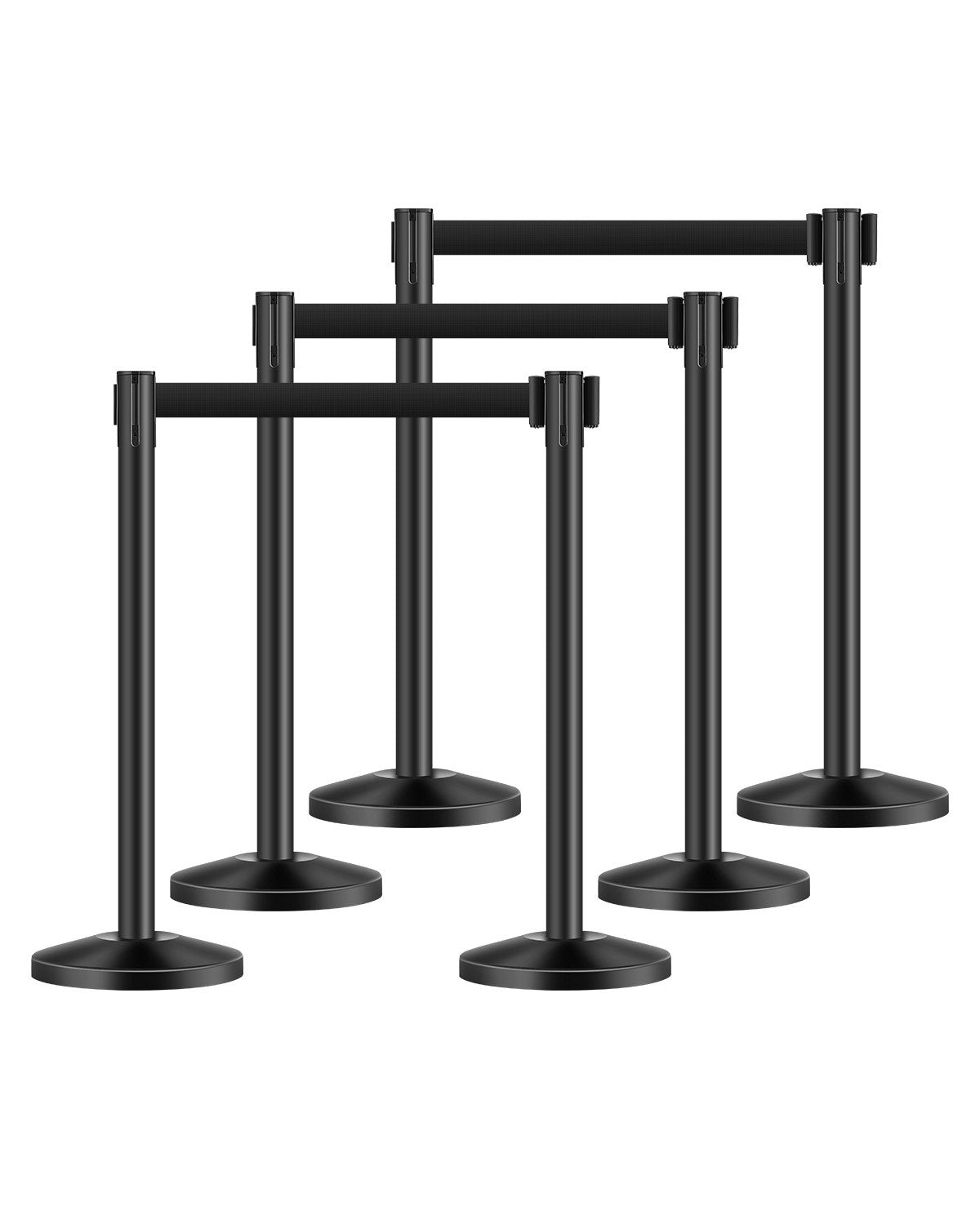 6 support posts with 4 retractable belts and hollow base for sand injection