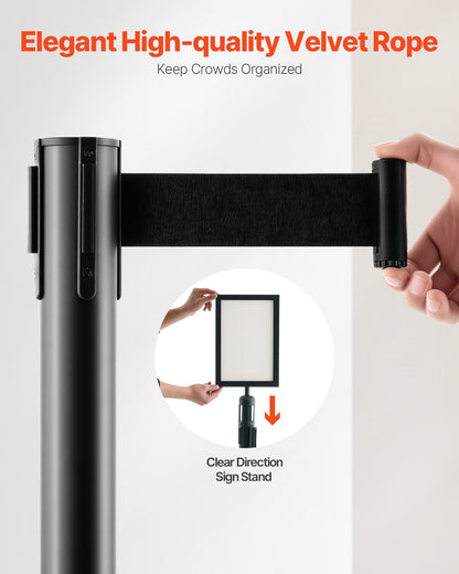 8 posts with 4 retractable belts and 2 sign holders hollow base