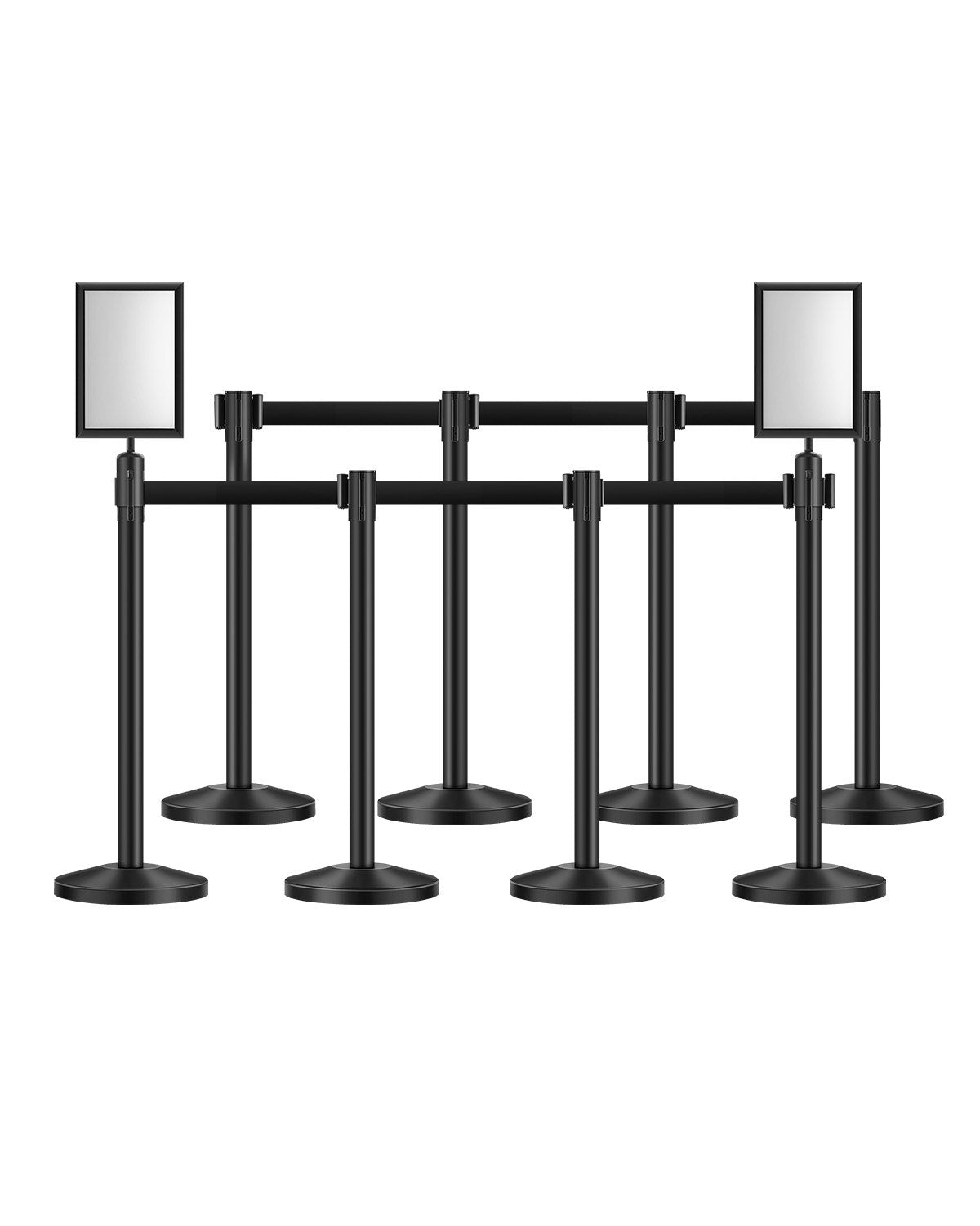 8 posts with 4 retractable belts and 2 sign holders hollow base