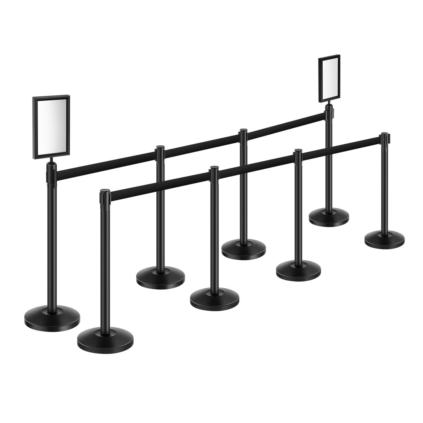 8 posts with 4 retractable belts and 2 sign holders hollow base