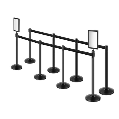 8 posts with 4 retractable belts and 2 sign holders hollow base