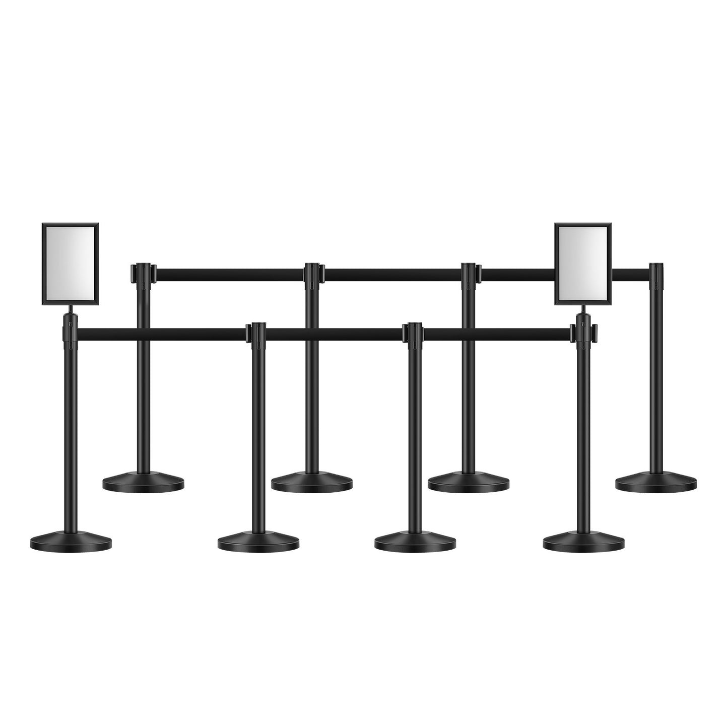 8 posts with 4 retractable belts and 2 sign holders hollow base