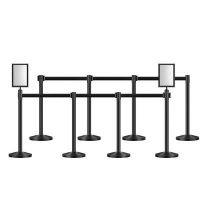 8 posts with 4 retractable belts and 2 sign holders hollow base