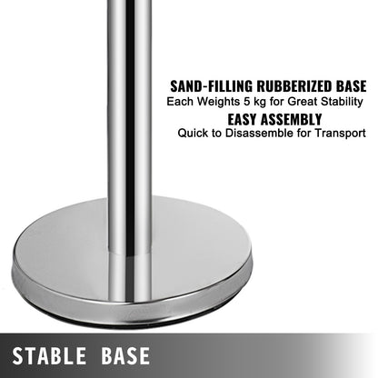 Crowd Control Stanchions Barriärer 6-pack med 3PCS infällbara bälten