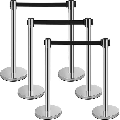 Crowd Control Stanchions Barriärer 6-pack med 3PCS infällbara bälten