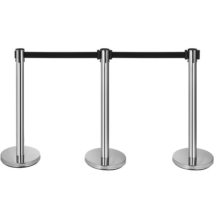 Crowd Control Stanchions Barriärer 6-pack med 3PCS infällbara bälten