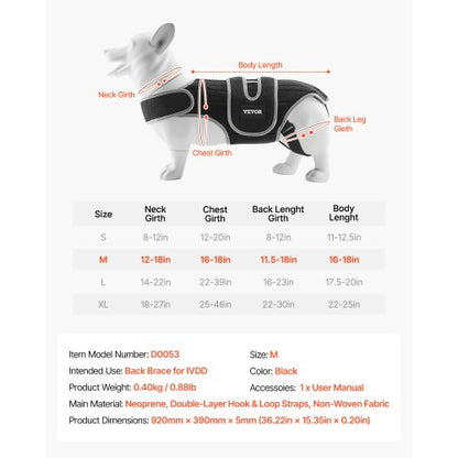 Back Support for Dogs Adjustable Back Support Harness for Dogs for Pain Relief in IVDD | EU