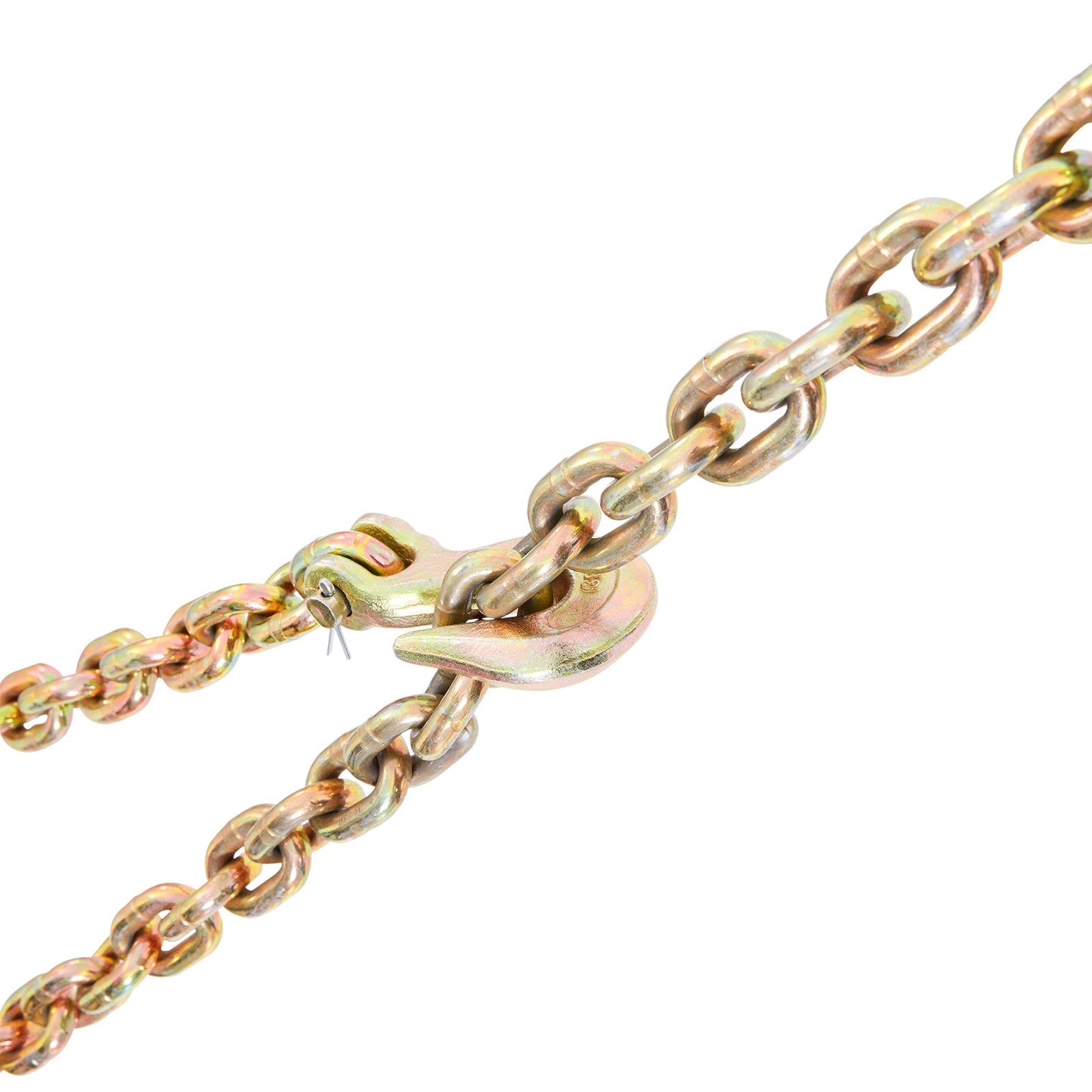 Transportbinderkette, 7100 lbs Arbeitslastgrenze, 3/8'' x 20' G80 Schleppkette verankert mit Greifhaken, DOT-zertifiziert, verzinkter Manganstahl für Dockfabrik-Baustellen