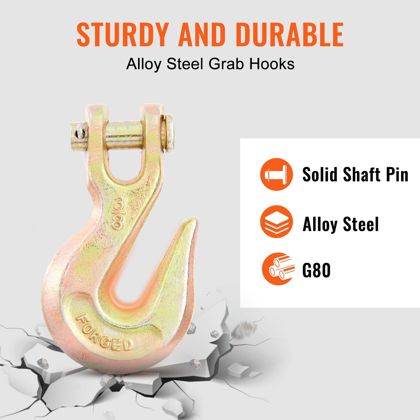 Transport Binder Chain, 7100 lbs Working Load Limit, 3/8'' x 20' G80 Tow Chain Tie Down with Grab Hooks, DOT Certified, Galvanized Coating Manganese Steel for Dock Factory Construction Site