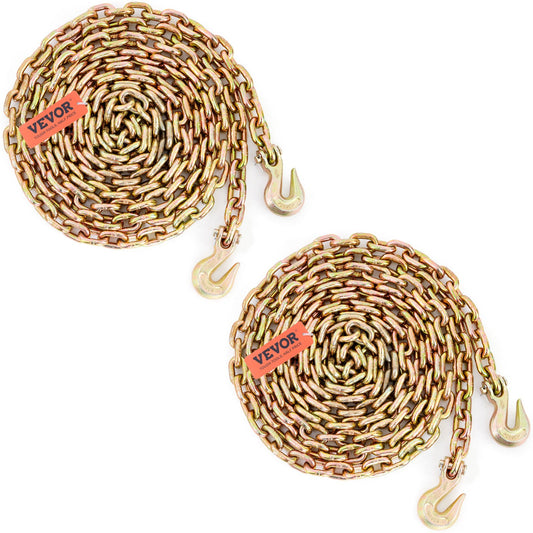 Transport Binder Chain, 7100lbs Arbetsbelastningsgräns, 3/8'''x20' G80 Dragkedja förankrad med gripkrokar, DOT-certifierad, galvaniserad beläggning Manganstål för Dock Factory Construction Site, 2 st.