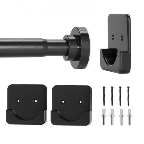 Shower Curtain Rod, 28-76 Inches, 1 Inch Diameter, Adjustable Spring Tension Stainless Steel Telescoping Rod with Holders, No Drilling Non-Slip for Bathroom, Closet, Window, Room Divider, Black