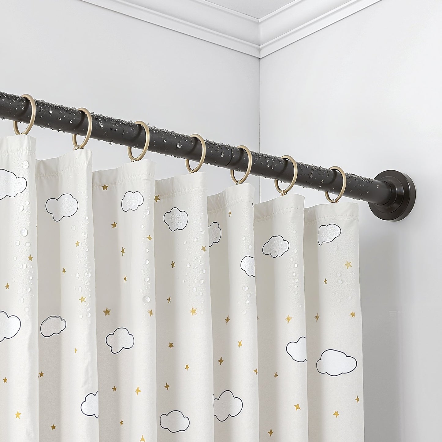 Shower Curtain Rod, 28-76 Inches, 1 Inch Diameter, Adjustable Spring Tension Stainless Steel Telescoping Rod with Holders, No Drilling Non-Slip for Bathroom, Closet, Window, Room Divider, Black