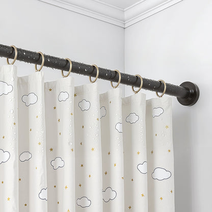 Shower Curtain Rod, 28-76 Inches, 1 Inch Diameter, Adjustable Spring Tension Stainless Steel Telescoping Rod with Holders, No Drilling Non-Slip for Bathroom, Closet, Window, Room Divider, Black