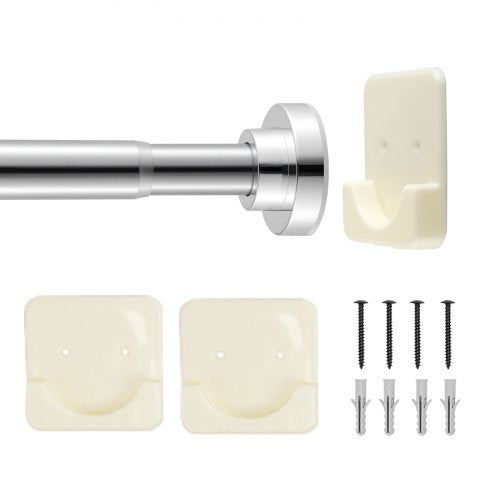 Shower Curtain Rod, 28-76 Inches, 1 Inch Diameter Adjustable Spring Tension Stainless Steel Telescoping Rod with Holders, No Drilling Non-Slip for Bathroom, Closet, Window, Room Divider, Silver