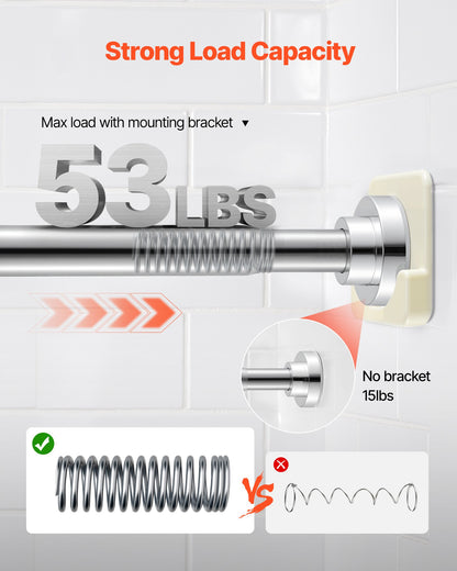 Shower Curtain Rod, 28-76 Inches, 1 Inch Diameter Adjustable Spring Tension Stainless Steel Telescoping Rod with Holders, No Drilling Non-Slip for Bathroom, Closet, Window, Room Divider, Silver