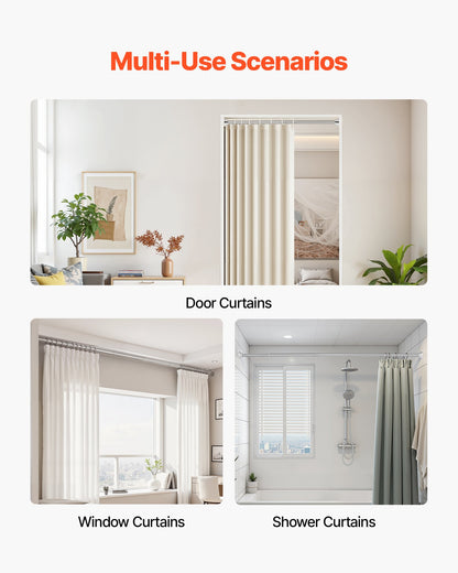 Shower Curtain Rod, 28-76 Inches, 1 Inch Diameter Adjustable Spring Tension Stainless Steel Telescoping Rod with Holders, No Drilling Non-Slip for Bathroom, Closet, Window, Room Divider, Silver