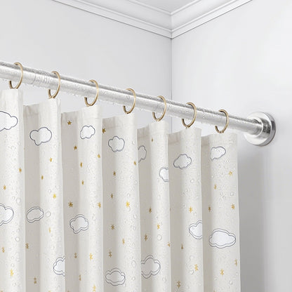 Shower Curtain Rod, 28-76 Inches, 1 Inch Diameter Adjustable Spring Tension Stainless Steel Telescoping Rod with Holders, No Drilling Non-Slip for Bathroom, Closet, Window, Room Divider, Silver