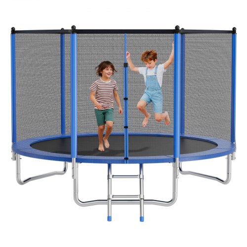 Outdoor Trampoline, 10FT Round Recreational Trampoline with Enclosure Net, ASTM Approved, Heavy Duty Trampolines, Max 330 lbs Weight Capacity, Anti-Rust Backyard Trampolines for Kids & Adults