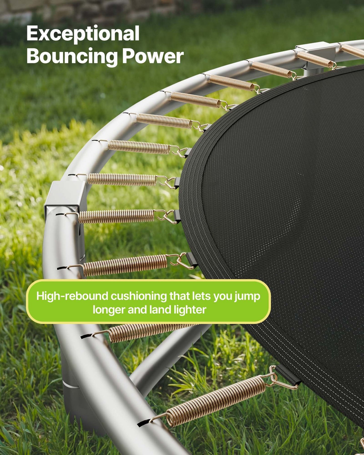 Outdoor Trampoline, 10FT Round Recreational Trampoline with Enclosure Net, ASTM Approved, Heavy Duty Trampolines, Max 330 lbs Weight Capacity, Anti-Rust Backyard Trampolines for Kids & Adults