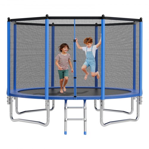 Outdoor Trampoline, 12FT Round Recreational Trampoline with Enclosure Net, ASTM Approved, Heavy Duty Trampolines, Max 400 lbs Weight Capacity, Anti-Rust Backyard Trampolines for Kids & Adults
