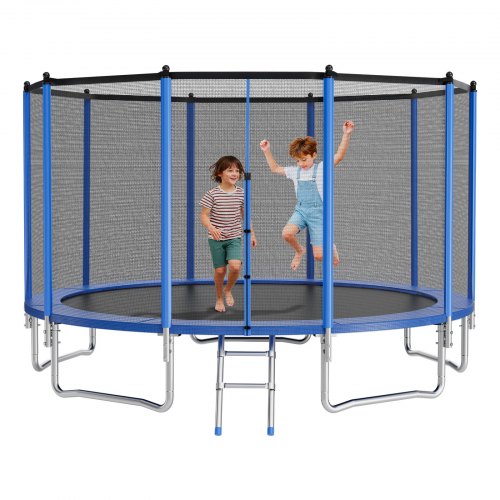 Outdoor Trampoline, 15FT Round Recreational Trampoline with Enclosure Net, ASTM Approved, Heavy Duty Trampolines, Max 470 lbs Weight Capacity, Anti-Rust Backyard Trampolines for Kids & Adults