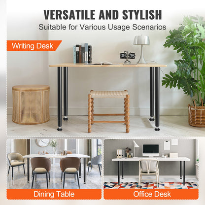 711.2 MM Adjustable Desk Legs, Reinforced Steel Office Table Furniture Legs Set of 4 for DIY, 544.3 KG Load Capacity Heavy Duty Desk Legs, Quick Install Legs with Adjustable Foot Cup Black