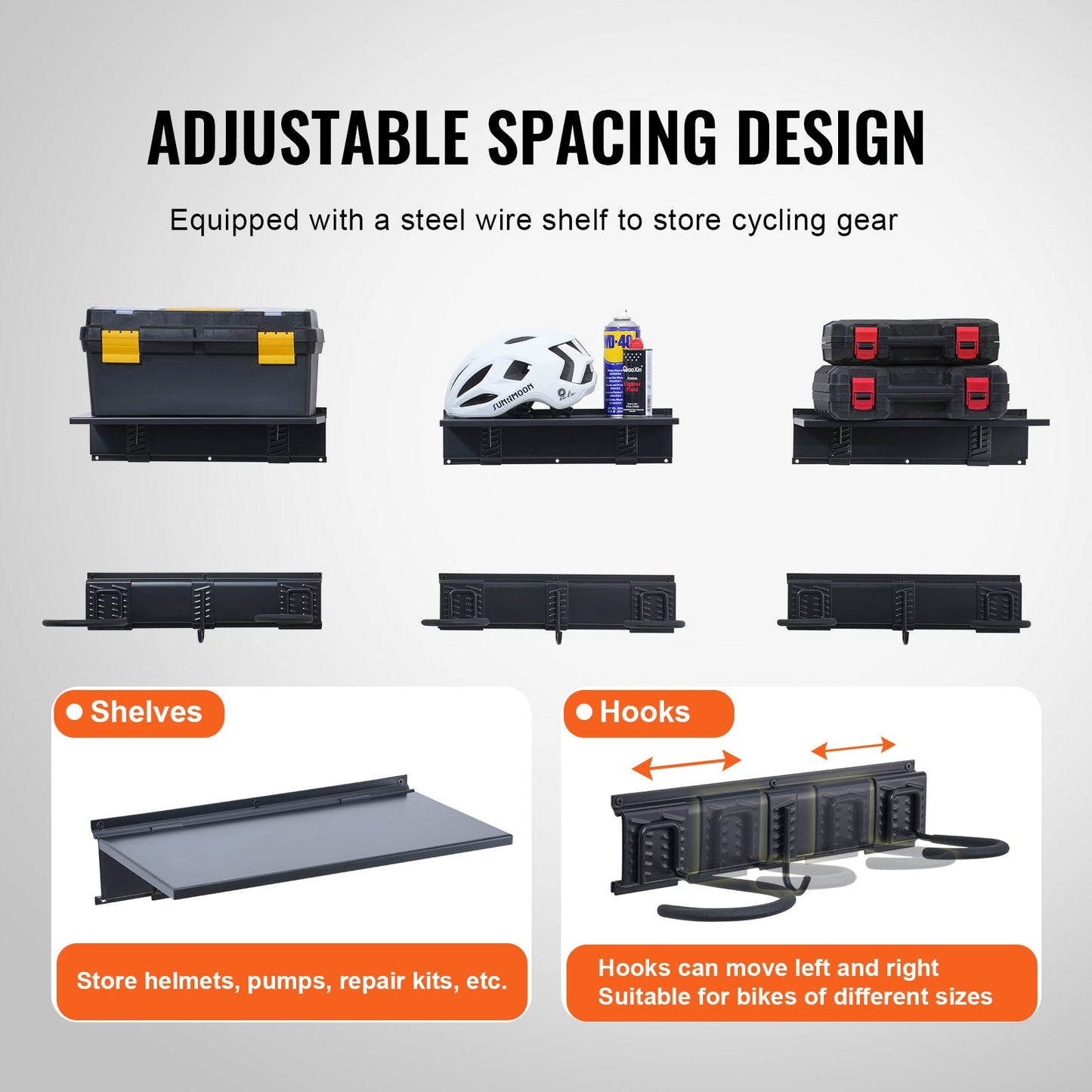 Bike Rack Wall Mounted Garage Bike Rack &amp; 3 Shelves for 6 Bikes