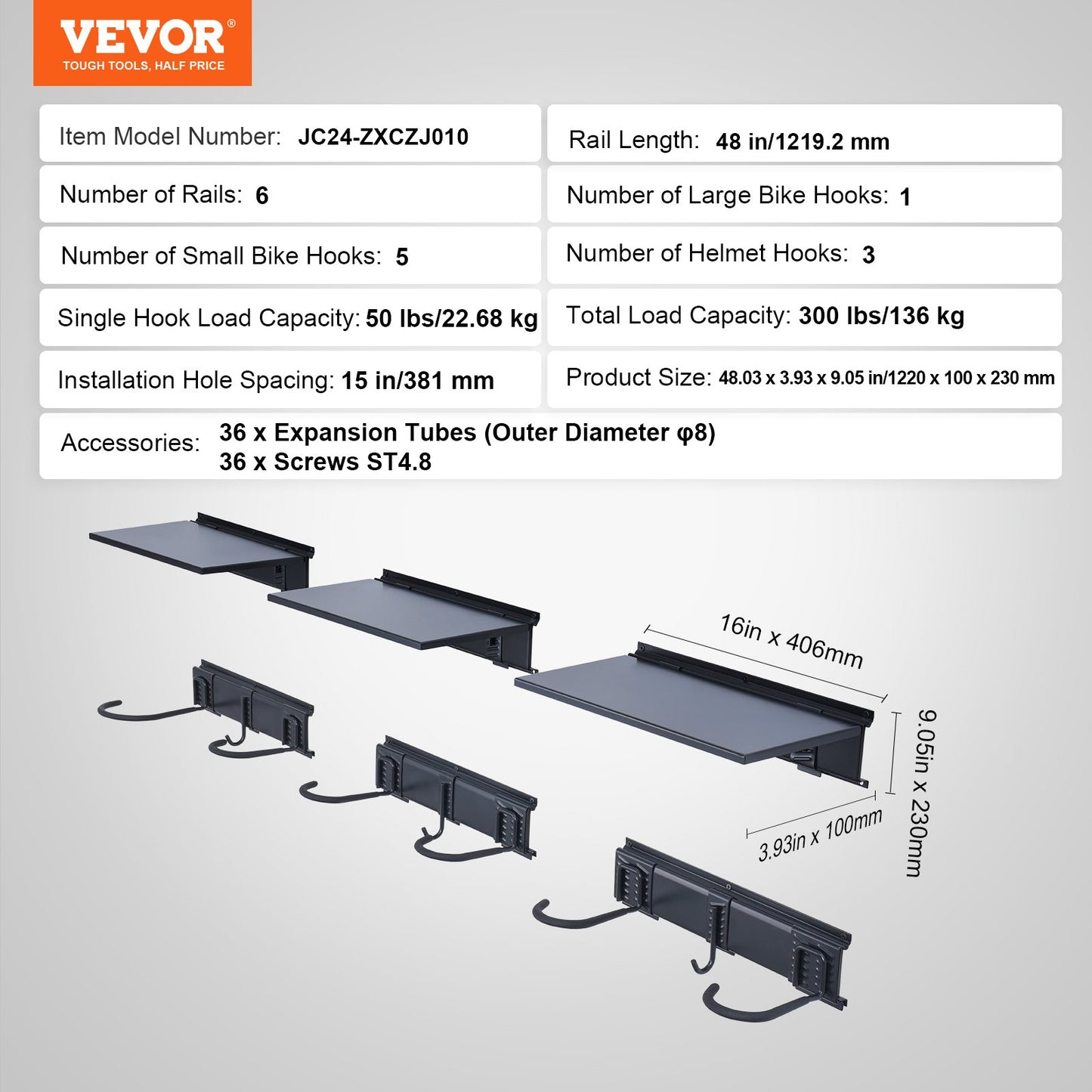 Bike Rack Wall Mounted Garage Bike Rack &amp; 3 Shelves for 6 Bikes
