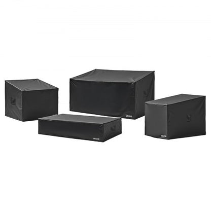 Terrassenmöbel-Abdeckung, 4-teilig, 420D, wasserdicht, für Tisch, Stuhl, Sofa