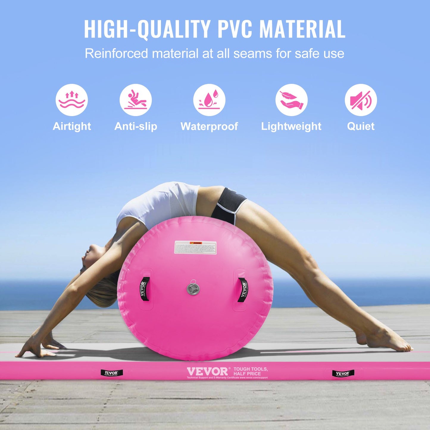 Inflatable Gymnastics Air Mat Set, 2 PCS Tumbling Mat, Tumble Track with Electric Pump, Air Roller Barrel Gymnastics Equipment, Training Mats for Home Use/Gym/Yoga/Cheerleading/Beach/Park/Water
