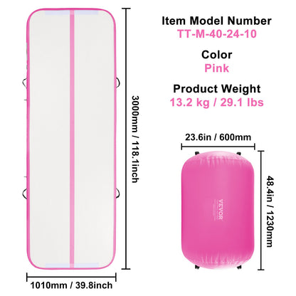 Inflatable Gymnastics Air Mat Set, 2 PCS Tumbling Mat, Tumble Track with Electric Pump, Air Roller Barrel Gymnastics Equipment, Training Mats for Home Use/Gym/Yoga/Cheerleading/Beach/Park/Water