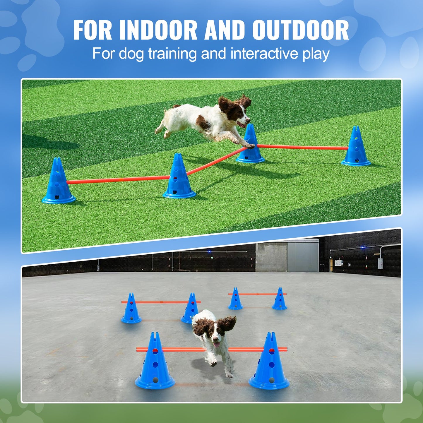 Dog Agility Hurdle Cone Set 6 ST Kit-12 x Cones 6 x Agility Poles with Bag